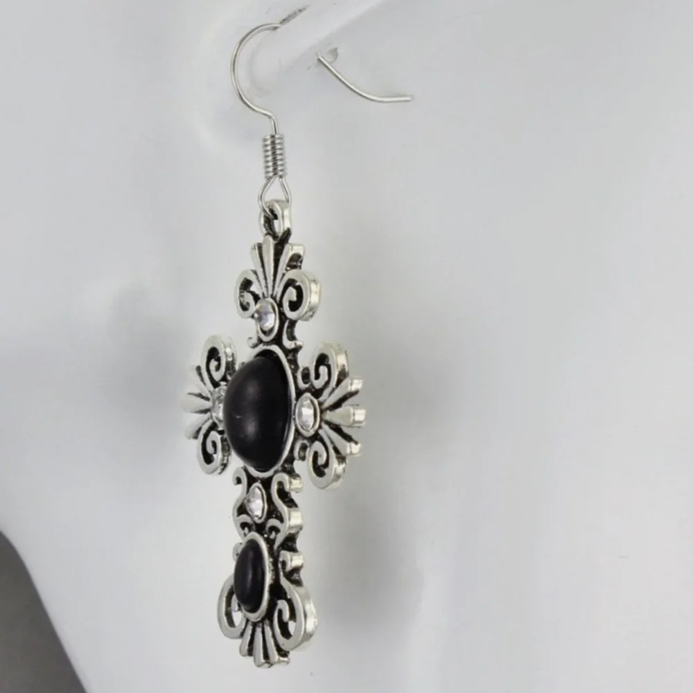 ‎Stone Cross Earrings